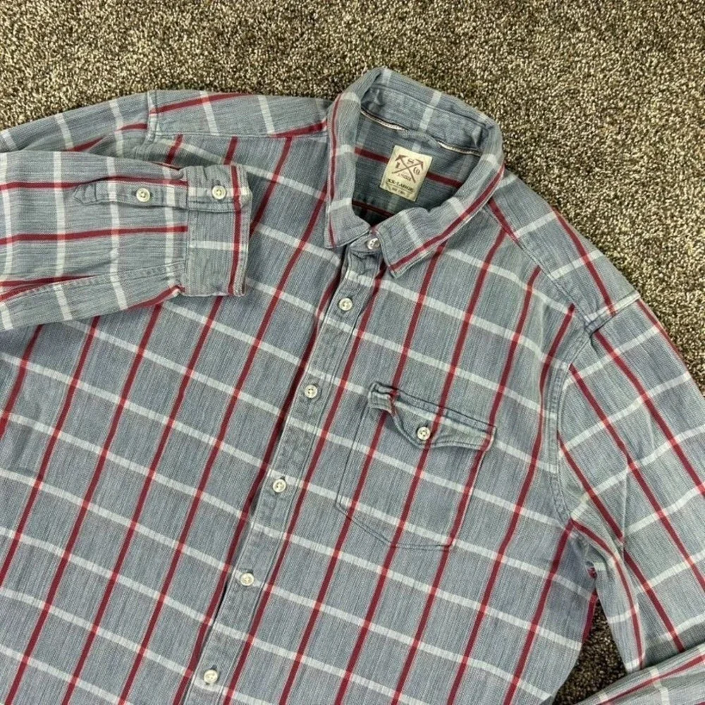 Levis Selvedge Blue Red‎ Plaid Button Up Long Sleeve Shirt Mens XX-Large Casual